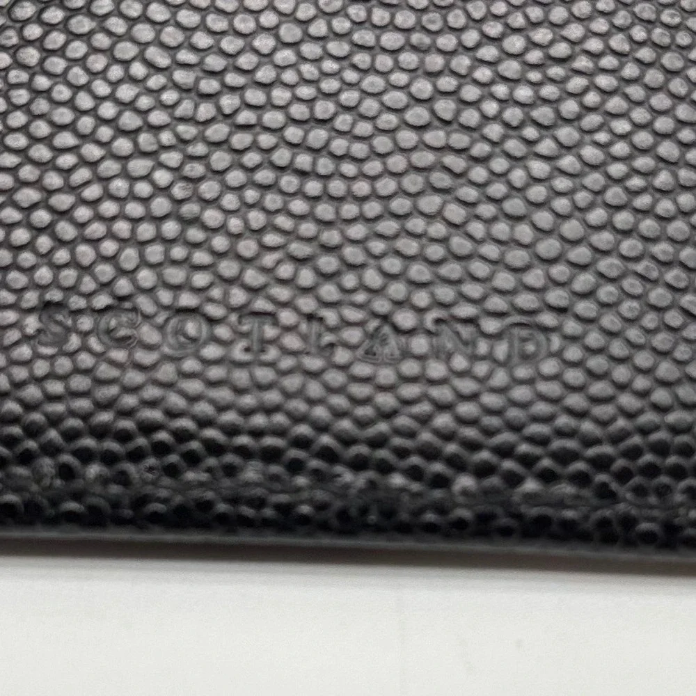 Dalvey Scotland Black Caviar Leather Card Holder Money Clip Slim Wallet